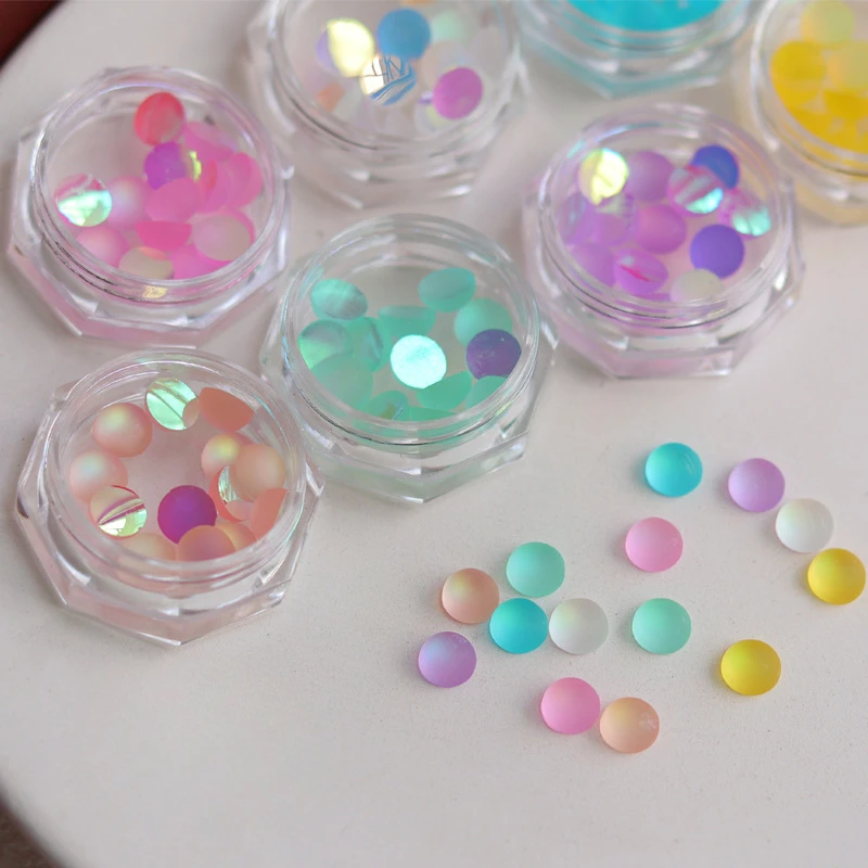 15pcs/Bag Cat Eye Resin Frosted Decors Flat-Back Symphony Flash Rhinestone 6mm Opal Charms 7Colors 3D Rhinestone Decorations