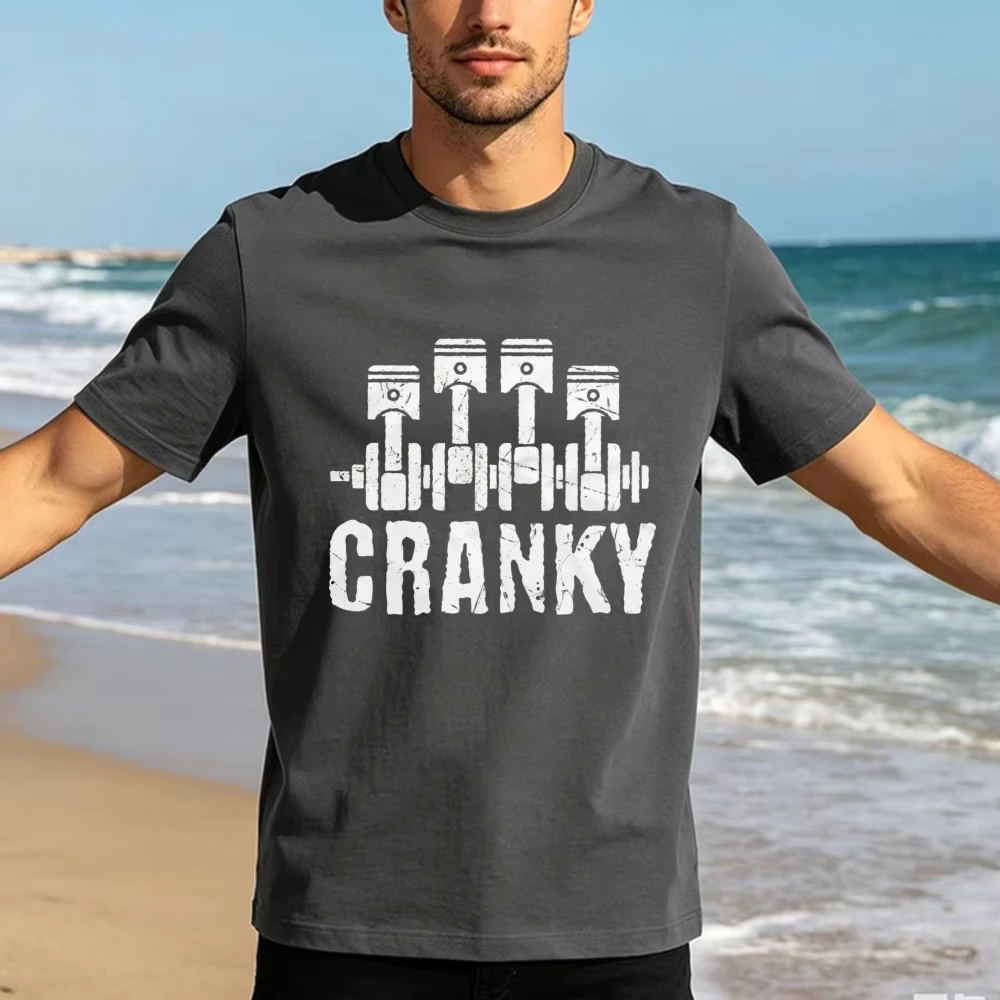 Men's funny Mechanic Tee Engine Shirt Cranky T-Shirt Fathers Day Gift Tees Fashion Car Mechanic Graphic Men Cotton Street Tshirt
