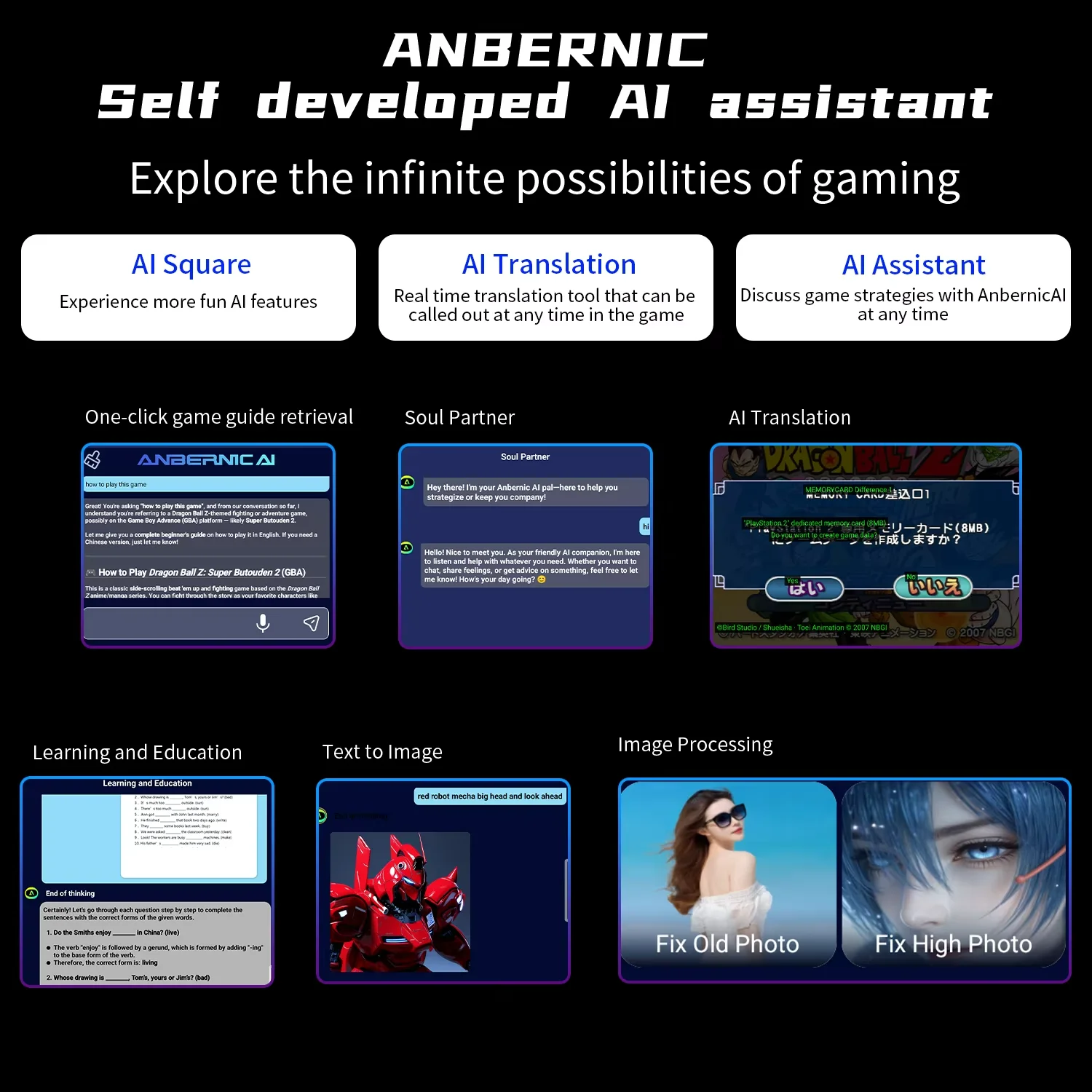 ANBERNIC RG Konsol Video Game Slide 4.7 ''LTPS InCell 120Hz Layar Sentuh Output DP Prosesor Unisoc Android OS Hadiah Berkemampuan AI