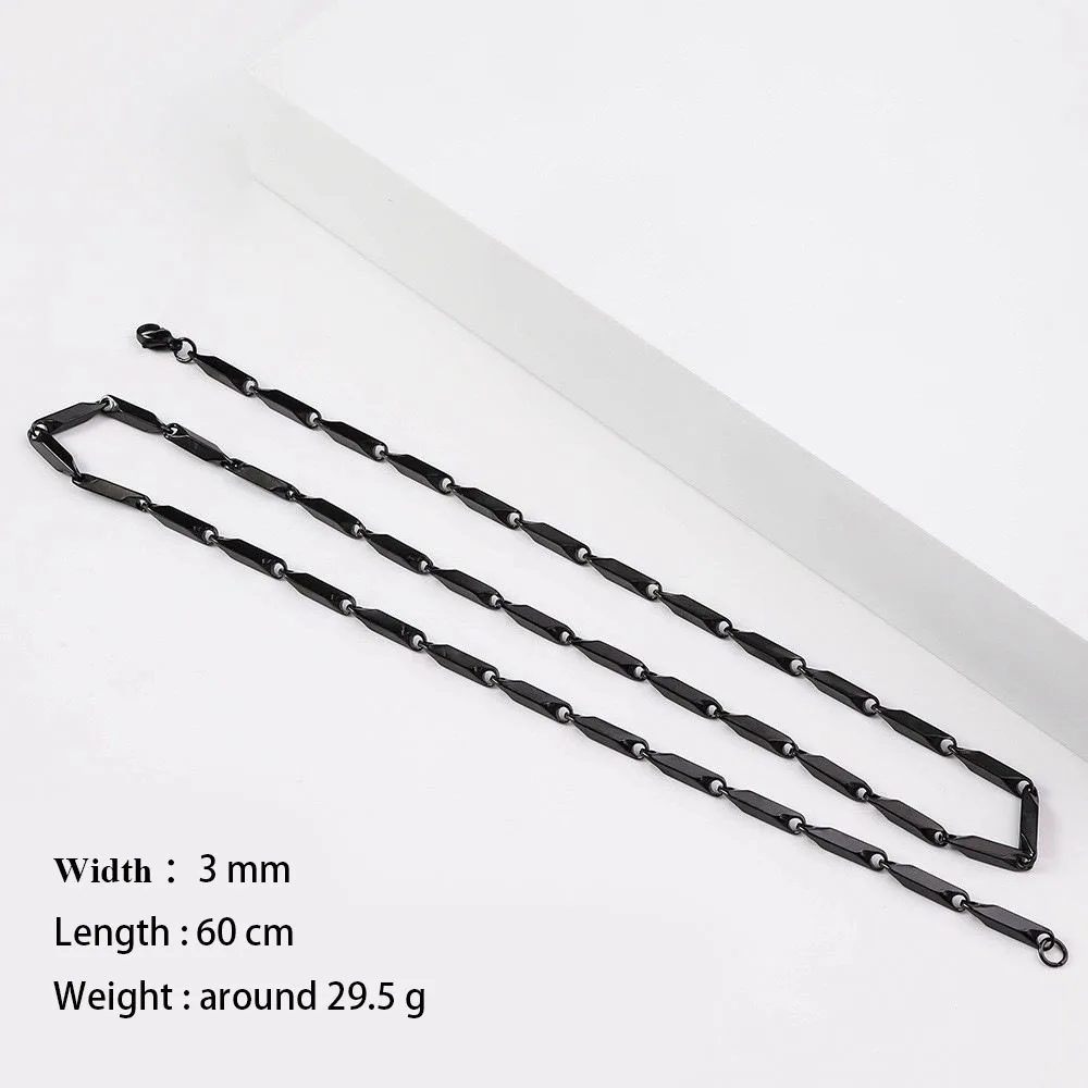 Wholesale Jewelry --  50/55 cm x 3 mm Titanium steel Gold Color Stick Chain Necklaces for Men Fashion Jewelry Hip Hop