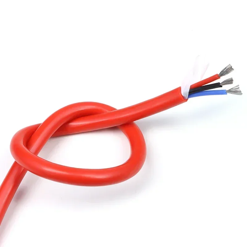 1~10m Red Silicone Rubber Cable Sq 0.3/0.5/0.75/1/1.5/2.5 mm x 2 3 4 Cores Insulated Flexible Copper High Temperature Wire