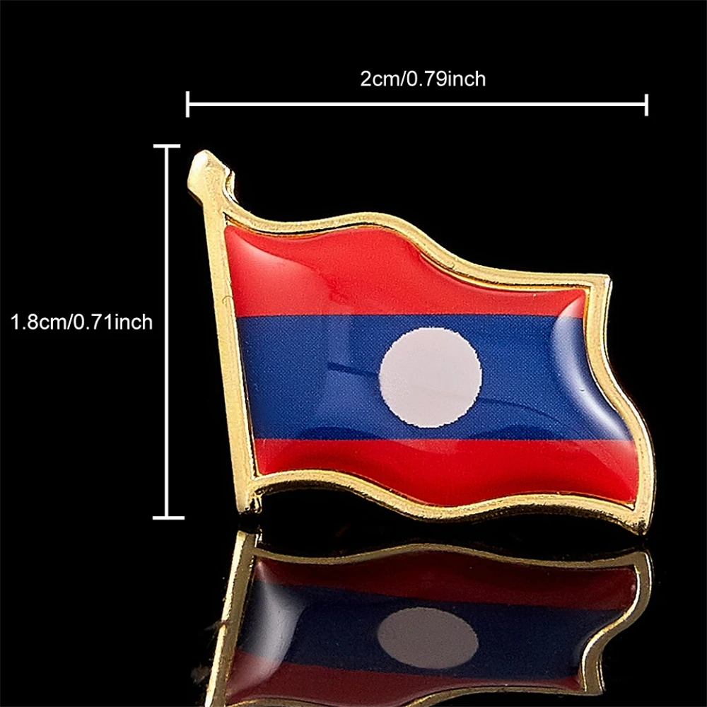 Lao People’s Democratic Republic National Flag Gold Plated Flag Lapel Pins Collectible