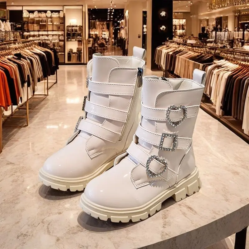 Girls Premium Leather Mid Calf Boots 2025 Autumn Korean Style Princess Boots Soft Sole Anti Slip Fashion Footwear​