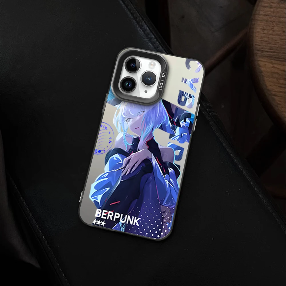 Phone Case Silver Cover Suitable iPhone 12 11 13 14 15 16 Max Pro Plus Spider Gwen IMD Cartoon E-Edge-runners TV C-Cyber-punkS