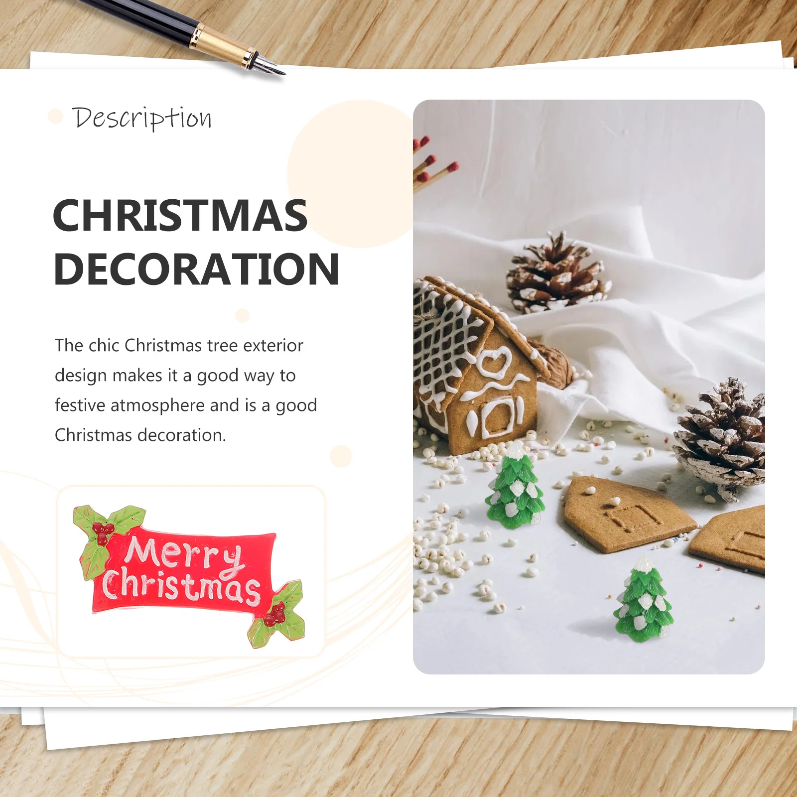 

12Pcs Christmas Pine Tree Resin Plaque Mini Ornament Decorative Xmas Festival Adorns Micro Landscape Decor Succulent Basin