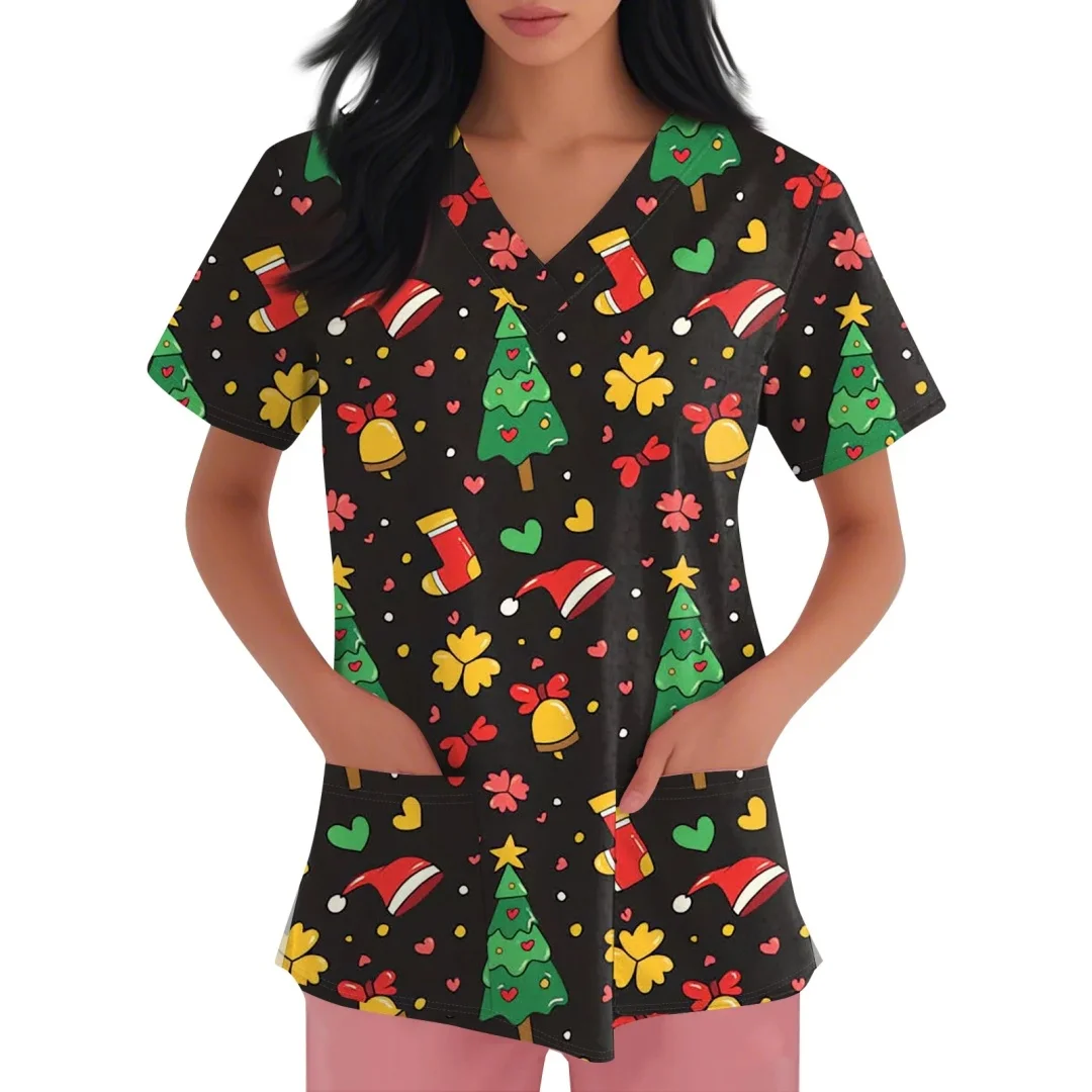 เสื้อยืดแพทย์พยาบาล ชุดยูนิฟอร์มทางการแพทย์ ชุดทำงานพยาบาล คลินิก โรงพยาบาล เสื้อแขนสั้นลำลองสำหรับผู้หญิง