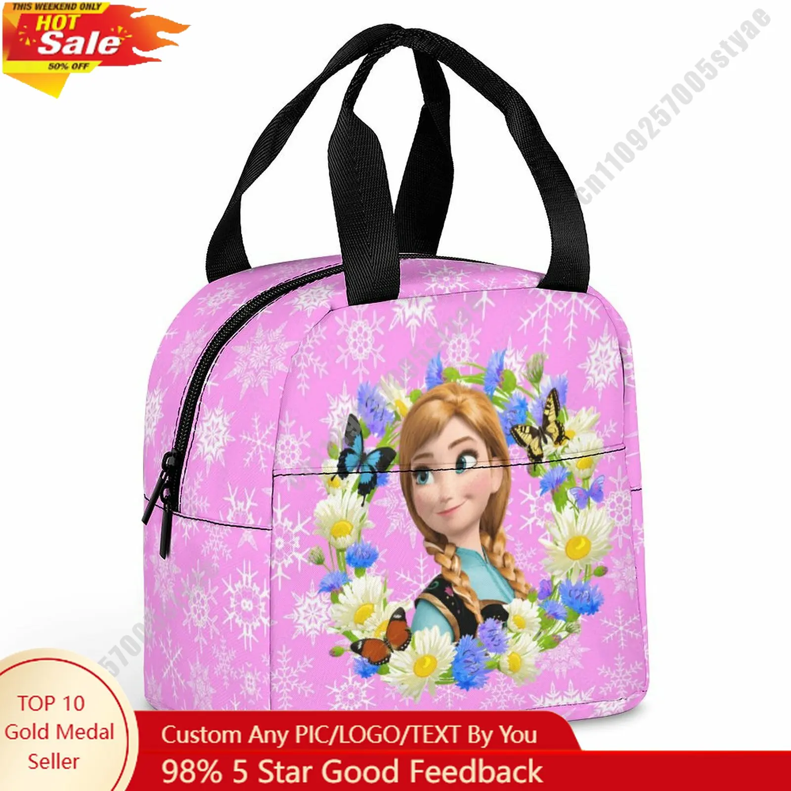 

Сумка для обеда Anna с рисунками животных Диснея, сумка для бенто, портативная сумка для еды из алюминиевой фольги с возможностью нанесения текста, фото и логотипа.