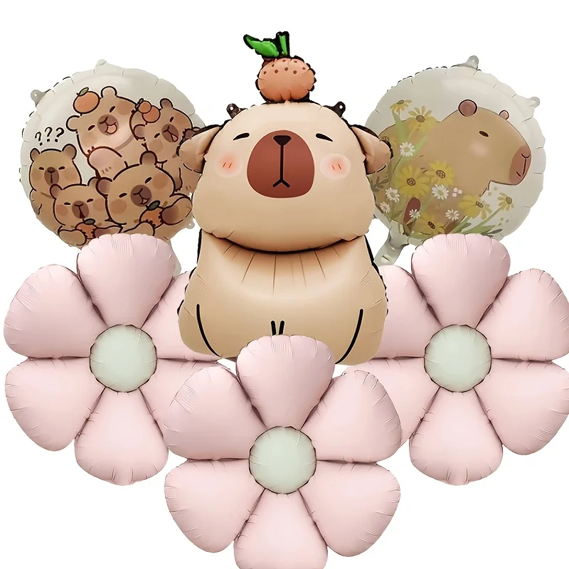 6 قطعة الكرتون الحيوان كابيبارا ديزي الألومنيوم احباط بالون مجموعة الطفل حفلة عيد ميلاد الديكور احباط بالون استحمام الطفل هدية المورد