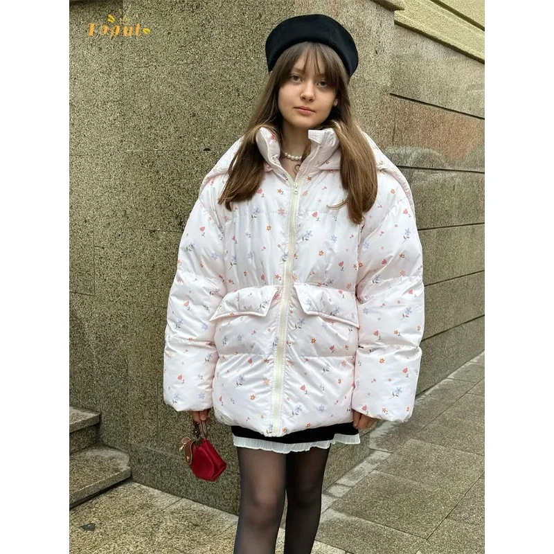 

New Autumn and Winter Gentle Sweet Style Hooded Warm Pocket Cotton Jacket
