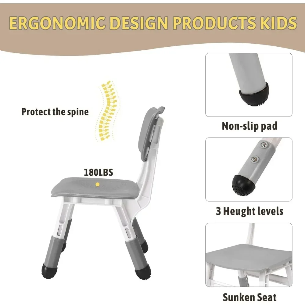 Kids Table and Chairs Set, Height Adjustable Desk With 6 Seats for Ages 2-10,Arts & Crafts Table,Graffiti Desktop