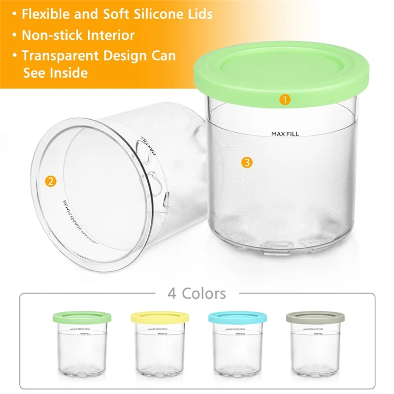 Контейнер для мороженого со сменной крышкой для Ninja Creami, совместим с NC301 NC300 NC299AMZ