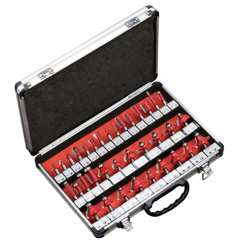 35pcs Set Package Woodworking Milling Cutter with 6mm 8mm 1/2 1/4 Inch Shank Carpentry Wood Furniture Router Bits Kit