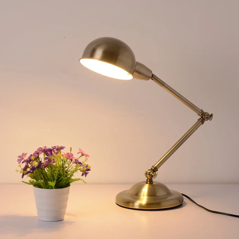 Desk Computer Study Lamp Bed Room Decoration Table Lamp New Eye Protection Blue Bronze Metal Folding Light