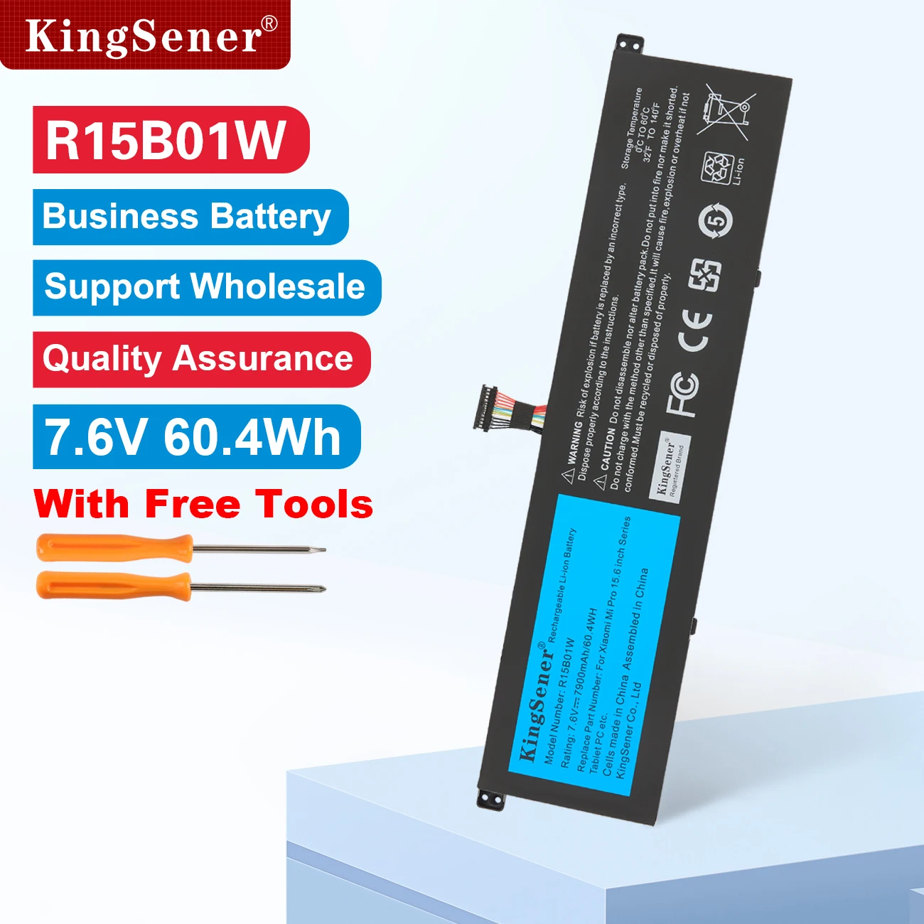 KingSener R15B01W Laptop Battery For Xiaomi Pro 15.6 Inch Series TM1701 171501-AQ TM1707 Notebook 7900mAh/60.4WH Free Tools