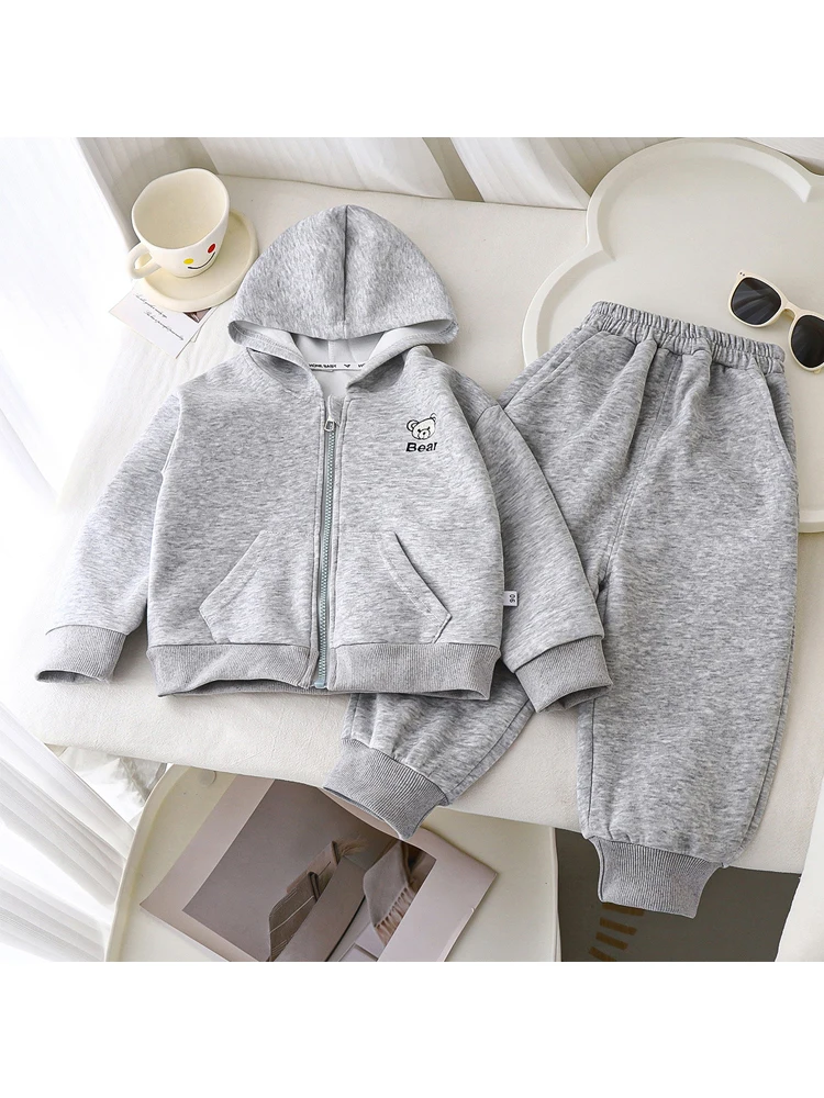 Kinderbekleidung Hoodie-Sets 2026 Neue Herbstkollektion Baby Jungen Mädchen Cartoon-Bären-Druck Kapuzenjacke+Hose 2-teiliger Freizeitanzug für Kinder – Detail 2