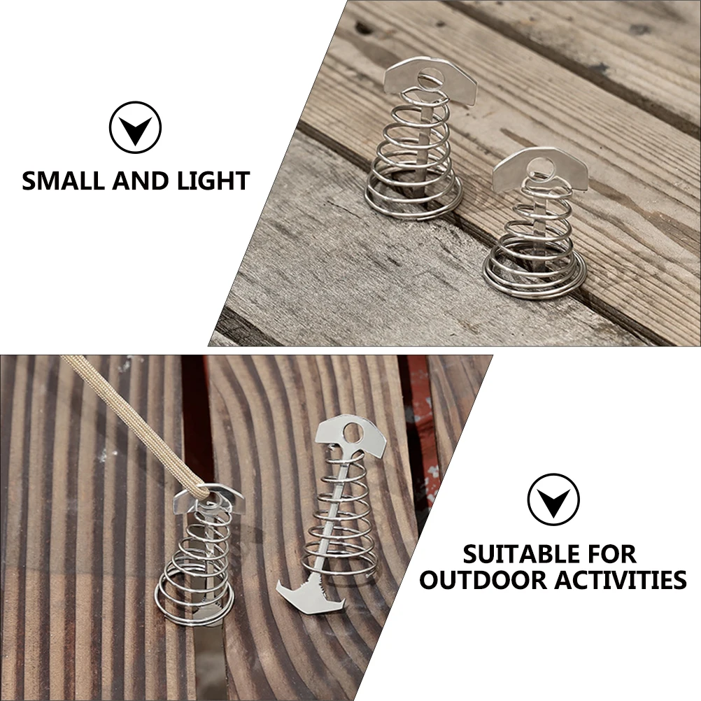 

2 Pcs Stainless Steel Wind Rope Buckle Floor Nail Spring Hook Tent Fish Bone Stakes Peg