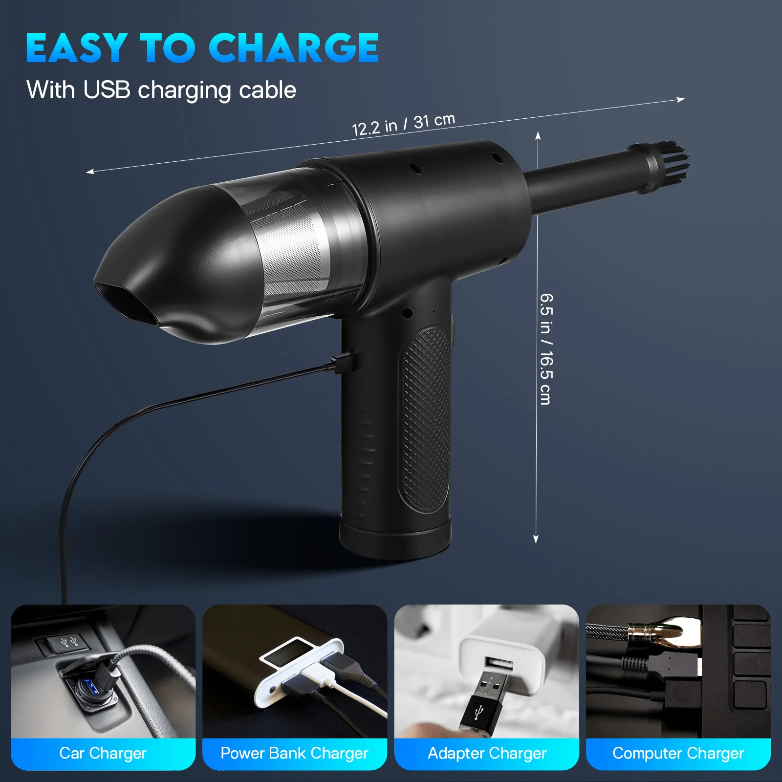 Cordless Dust Blower for Electronic Devices Wireless Collector Vacuum Cleaners Home Air Duster Abs Portable Hand