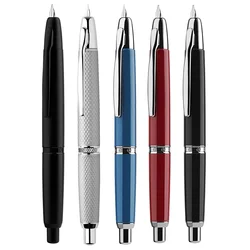 MAJOHN  A1 Press Fountain Pen, Retractable Extra Fine Nib Metal with Clip / No Clip & Converter for Writing