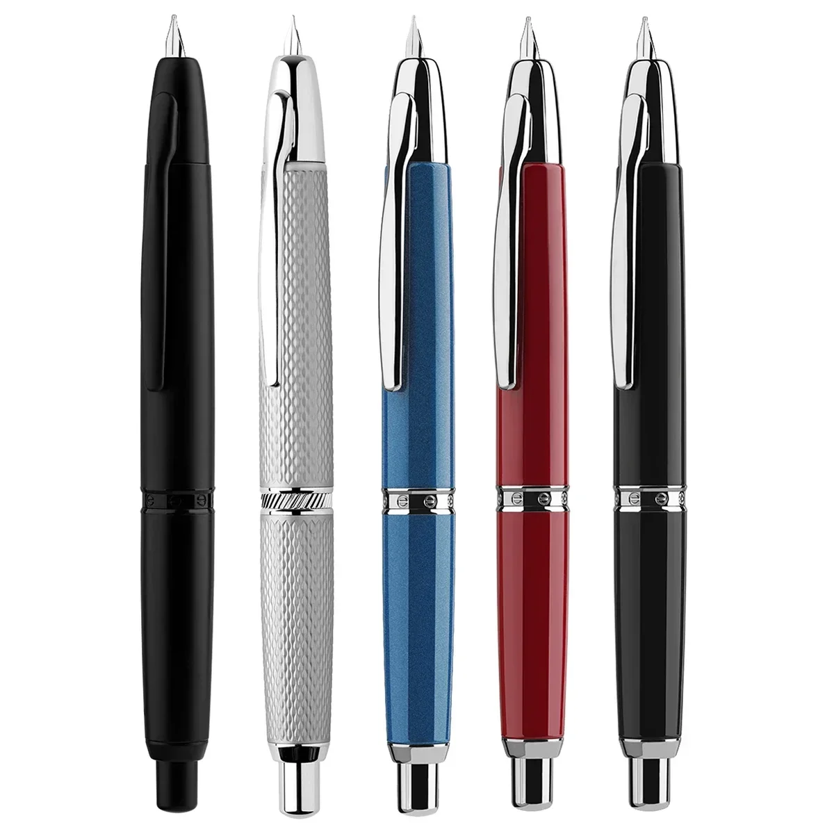 MAJOHN  A1 Press Fountain Pen, Retractable Extra Fine Nib Metal with Clip / No Clip & Converter for Writing