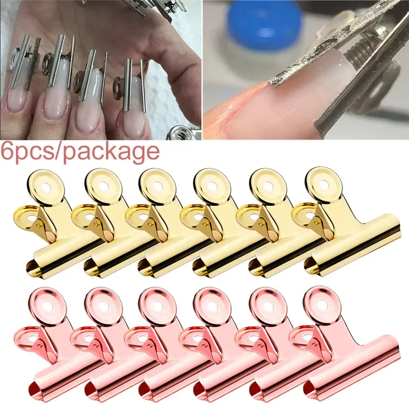 6/10pcs Stainless Steel Rusian C Curve Nail Pinching Clips Curvature Clip French Nail Tool Nail Extension Curl Clips