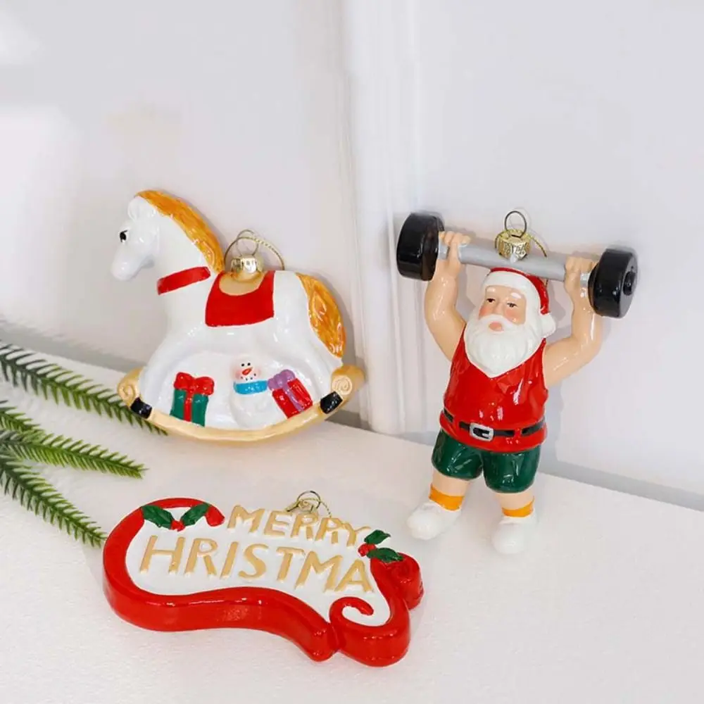 

3D Santa Claus Figurine Pendant Plastic Colorful ChristmasTtree Hanging Ornaments DIY Christmas Scene Layout Supplies Door