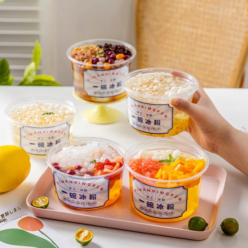 Caixa de Embalagem Descartável para Sobremesas para Vendedores de Rua, Uso Comercial, Suprimentos para Embalagem de Salada de Frutas e Cocada de Glutena