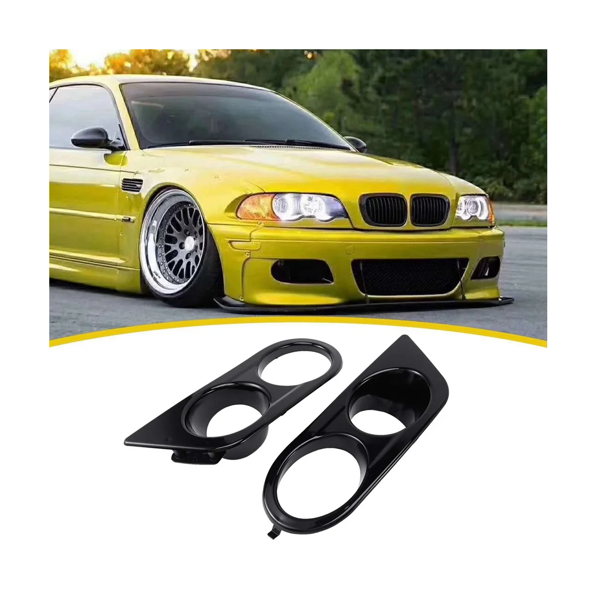 Fog Lamp Frame with Two Holes Front Bumper Mesh Grille Automotive for BMW 3 Series E46 M3 01-06 51112695255,