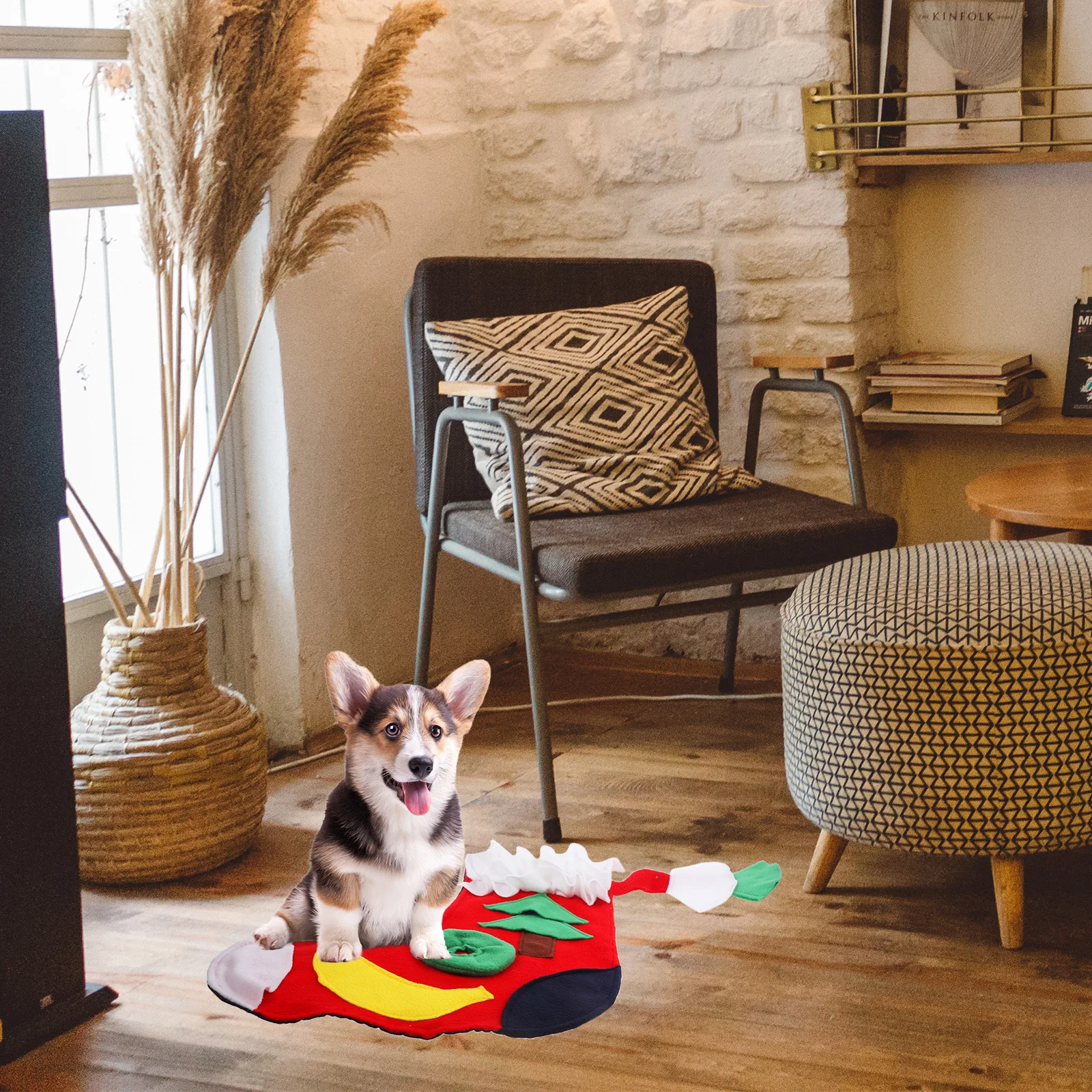 

Dog Snuffle Mat Christmas Sock Shape Bright Puppy Feeding Mat Sniffing Pad Portable Pet Foraging Blanket