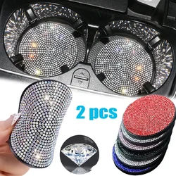 2Pcs Car Non Slip Water Cup Pad Diamond Car Coaster Water Cup Insert Coasters Pads Universal Car Cup Holder Interior Accessories