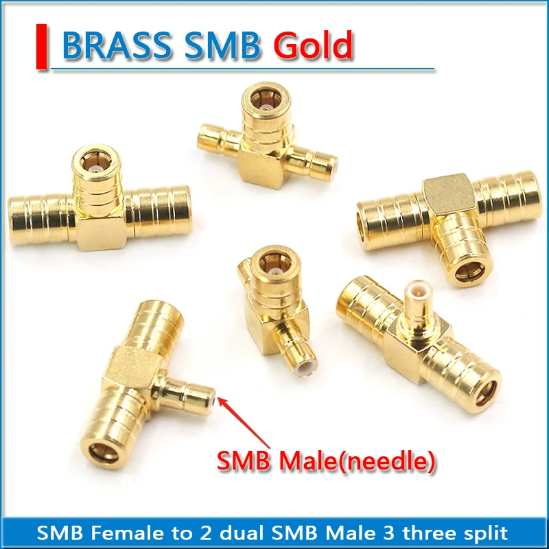 High-quality SMB Male to 2 dual SMB Female 3 three split type T SMB Female to SMB Female to 2 SMB Male Gold RF Connector Adapter