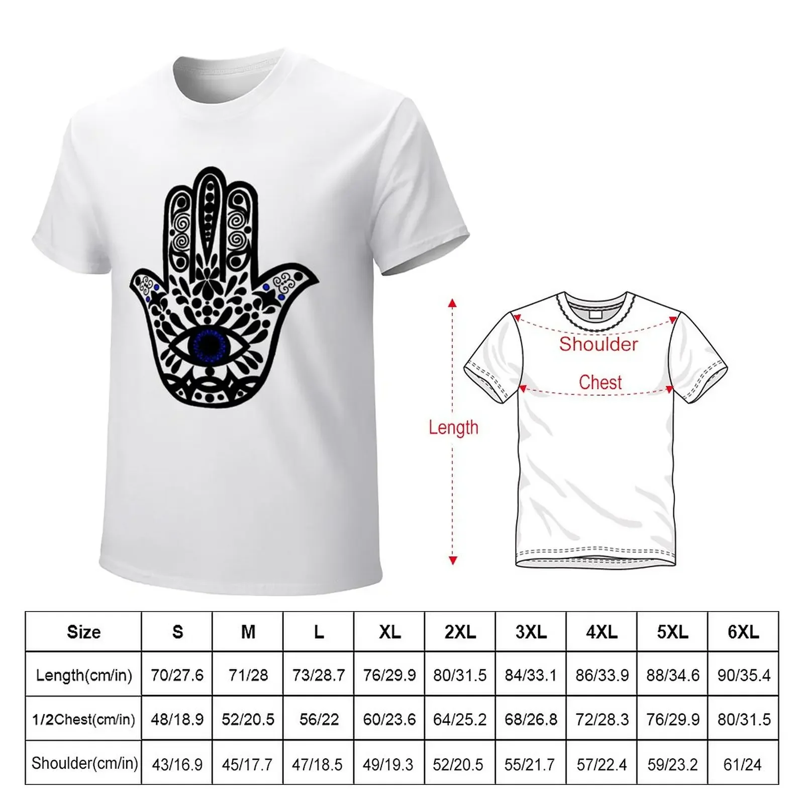 Hand of Hamsa T-Shirt anime boys whites black t shirts for men customs design your own quick drying black t-shirts for men