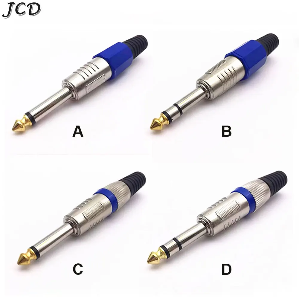 

JCD 1piece 6.35mm 1/4 inch Mono Stereo Audio Cable Male Plug 6.35 Amplifier Microphone Head Jack 6.5 DIY Solder Connector