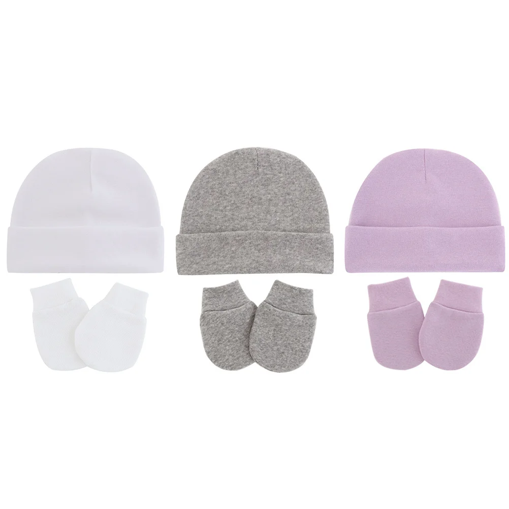 

1Set Newborn Hat and Mittens Set Soft Cotton Baby Turban Cap Knit Warm Infant Cap for Cold Weather Adorable Gift for Newborns