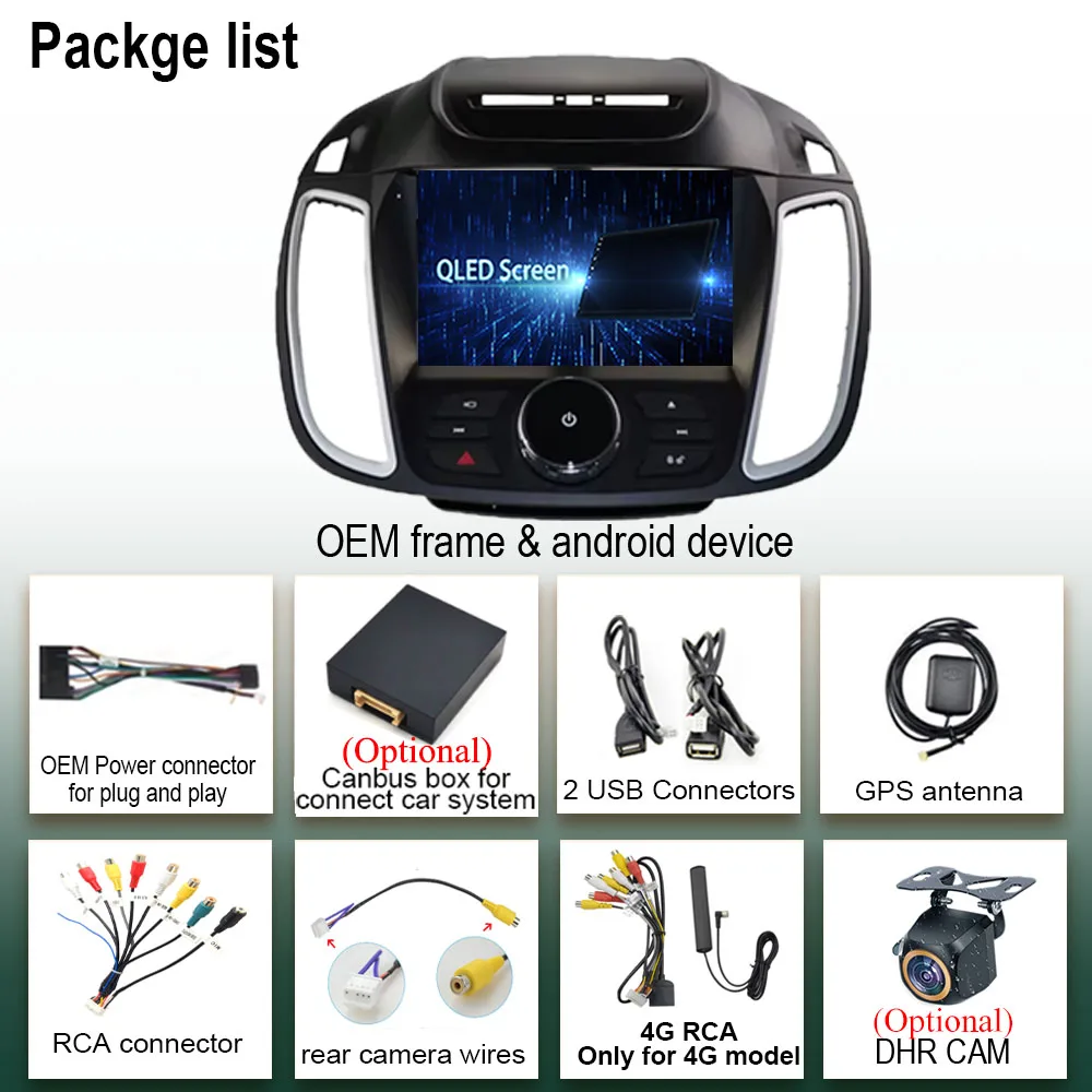 Unit Kepala Multimedia Android 14 untuk Ford Kuga 2 Escape 3 2012 - 2019 Radio Otomatis Stereo Unit Kepala Navigasi GPS Carplay No 2din