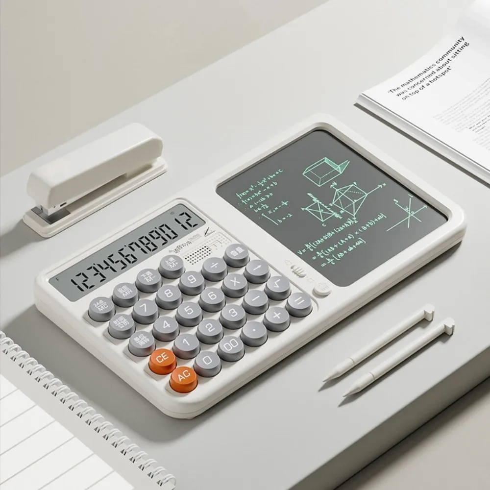 Large Display Calculator with Notepad with Voice Eye Protection Screen Function Calculators with Tablet 12 Digits