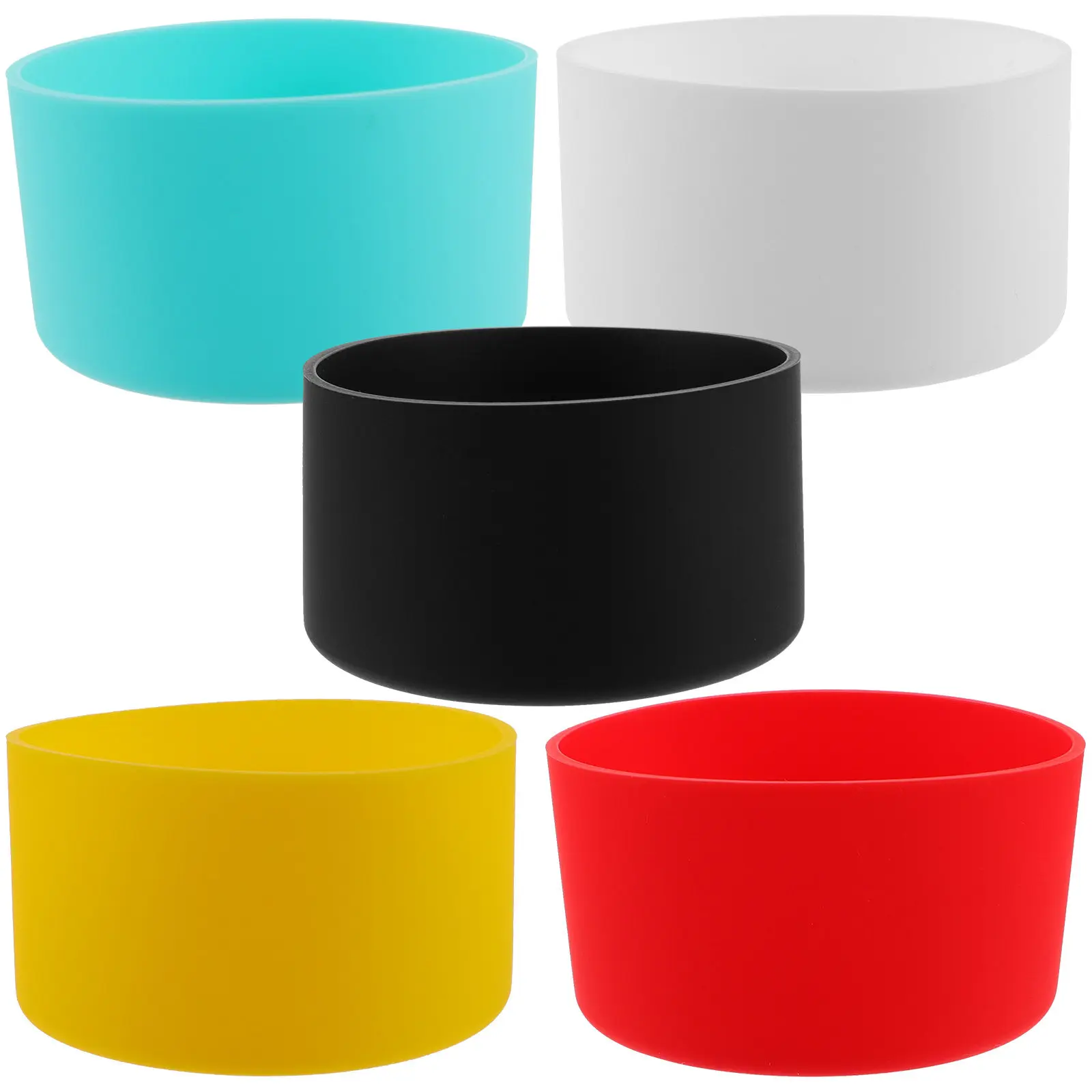 5Pcs Bottle Boot Silicone Bottom Protector Non-Skid Water Bottle Cover Heat Insulating Sleeve Glass Cup Bottom Cover