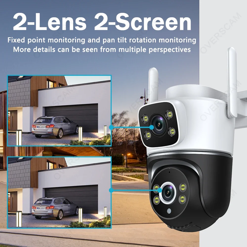 Imagem -02 - Câmera de Exterior Dual Lens Ptz Wifi Tela Dupla Rastreamento Automático 4k 8mp Vídeo de Segurança Vida Inteligente Vigilância Tuya Áudio Bidirecional