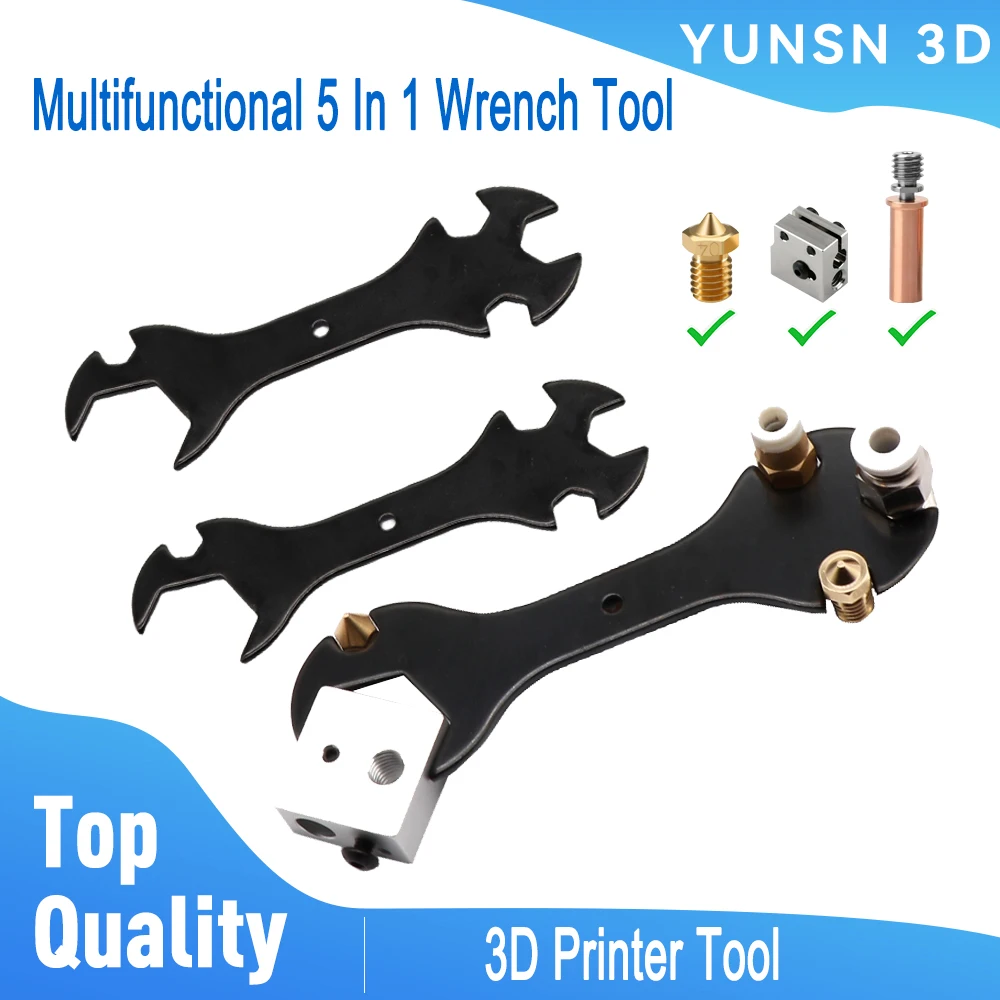 

3D Printer Nozzle Tool 5in1 Screw Nut Multi-Function Wrench 6/7/8/9/20mm for K1C Nozzles Mini Spanner Throat，Heater Block Tool