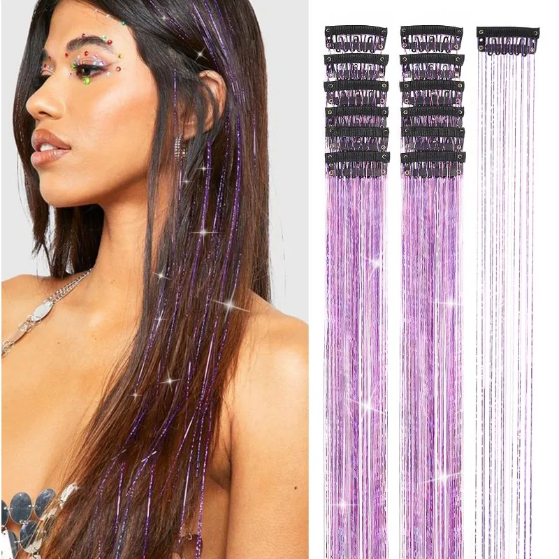 

Hair Tinsel Clip in Fairy Hair Tinsel Kit for Women Girls Glitter Hair Accessories for Christmas Halloween Cosplay Party
