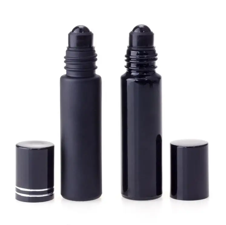 

100pcs 10ml Black Glass Essential oil Roll On Bottle Vials Black jade Roller Ball For Perfume Aromatherapy ni26