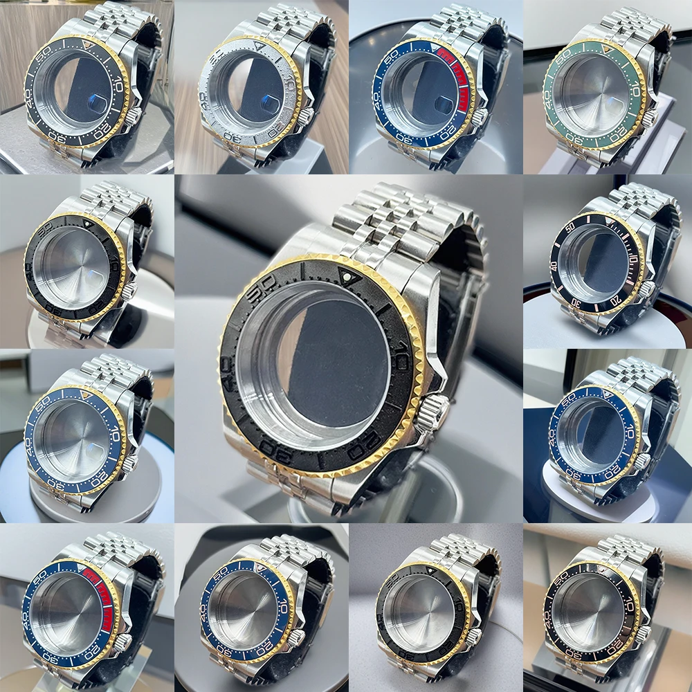 

SUB GMT Aluminum Bezel Sapphire 40mm Case 28.5mm Dial NH34 NH35 NH36 NH38 NH39 NH70 Movement SilverGold Watch Box