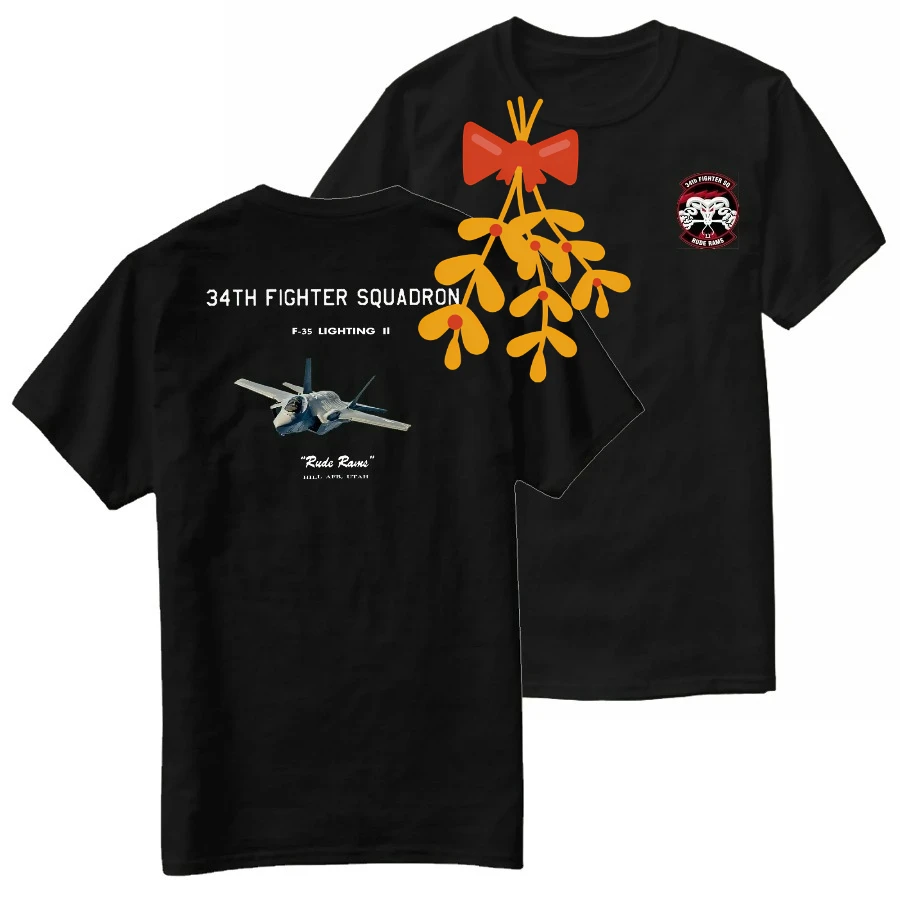 34th Fighter Squadron F-35 Lightning II Stealth Fighter T-Shirt 100% Cotton O-Neck Short Sleeve Casual Mens T-shirt Size S-3XL