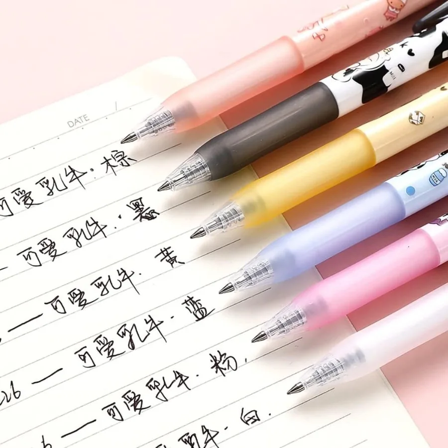Stylos à Gel rétractables en forme de vache laiteuse, encre noire, pointe de balle de 0.5mm, parfaits pour les fournitures scolaires et de bureau, cadeaux pour garçons et filles Pa