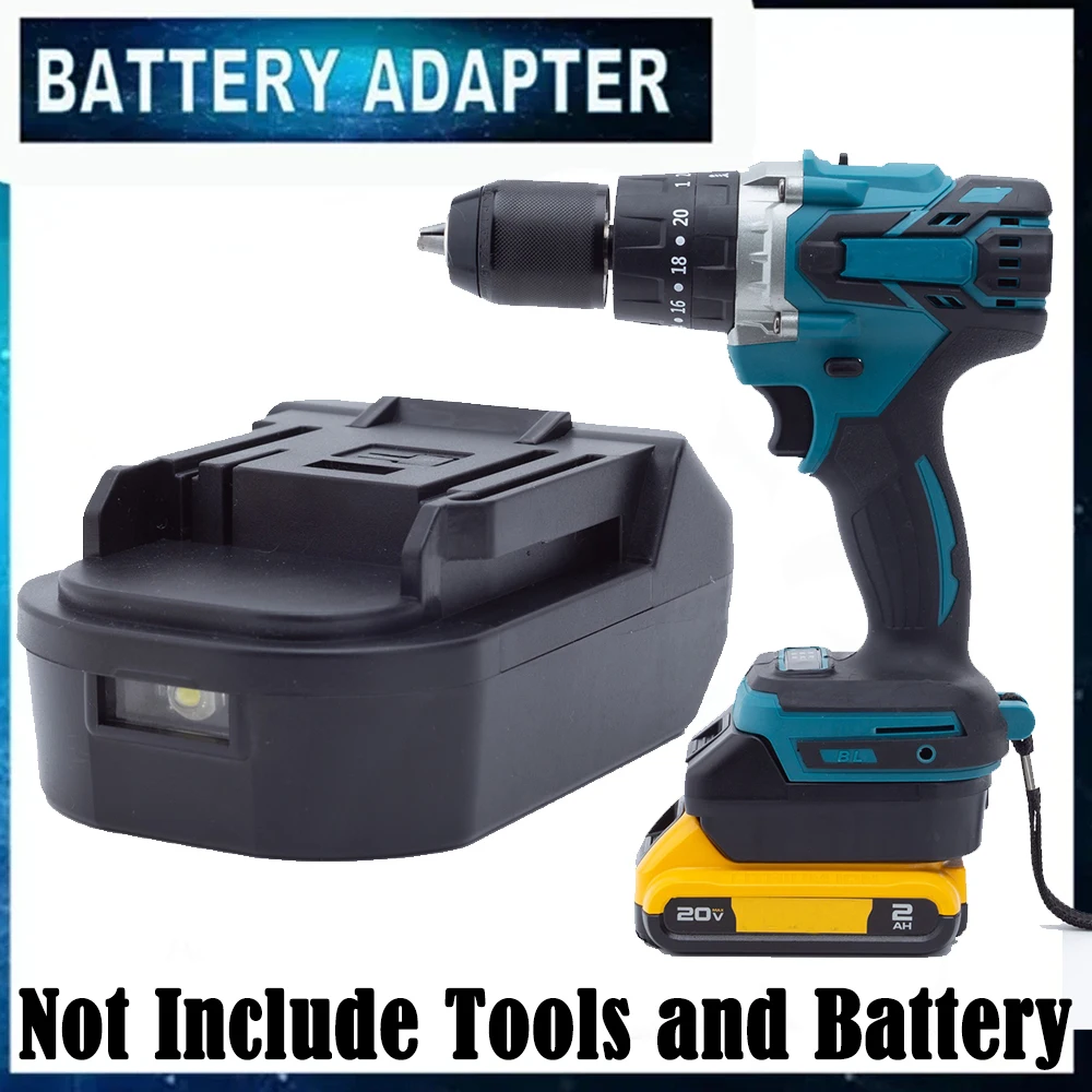 

Battery Converter Adapter For DeWalt 18V Li-ion to for Makita 18V BL Power Electric Tool W/LED Lights(Battery not included)