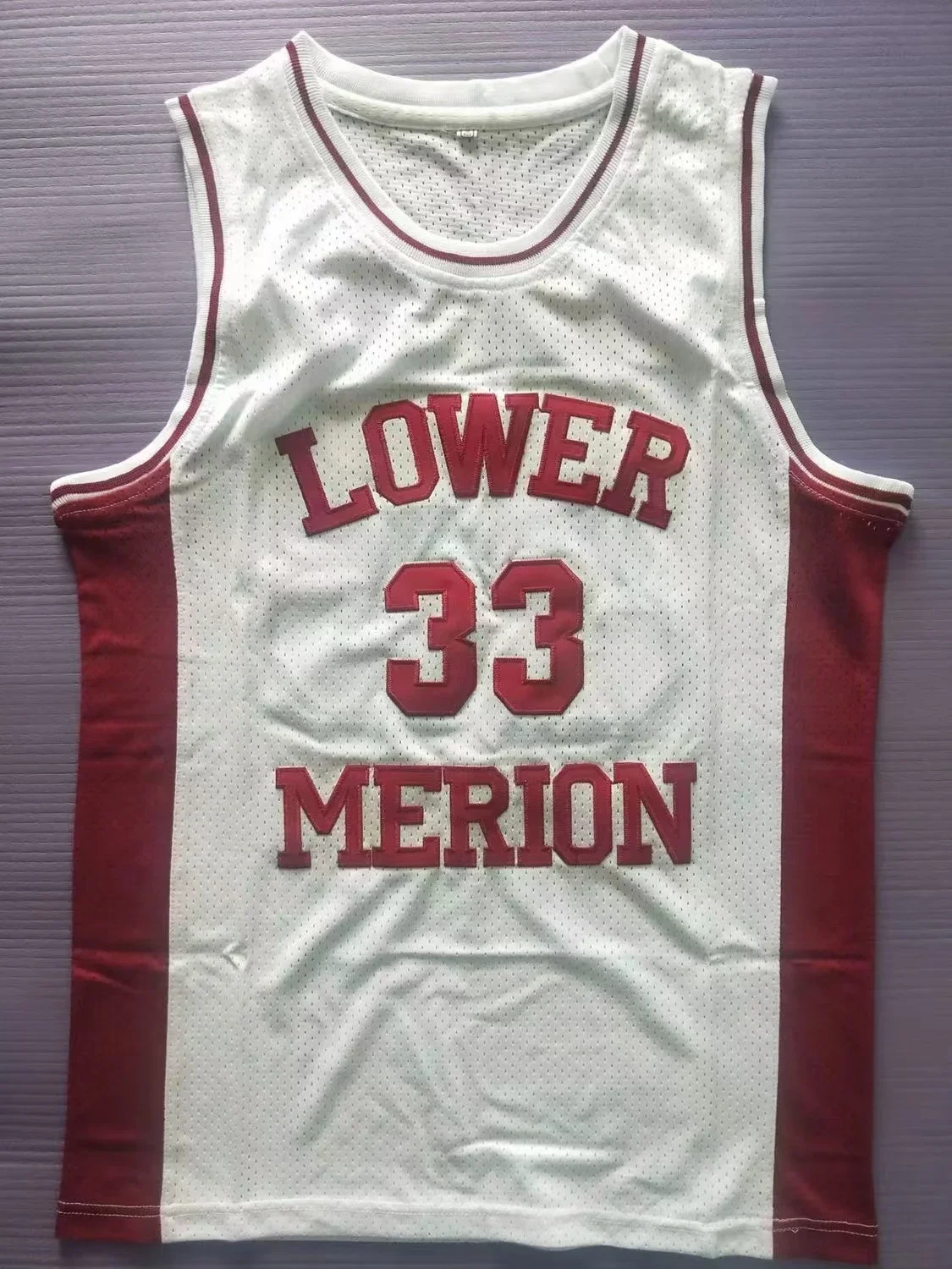 #33 Kobe Bryant Lower Merion Headgear Men's Maroon High School Retro basketball Jersey Embroidered Red White Black