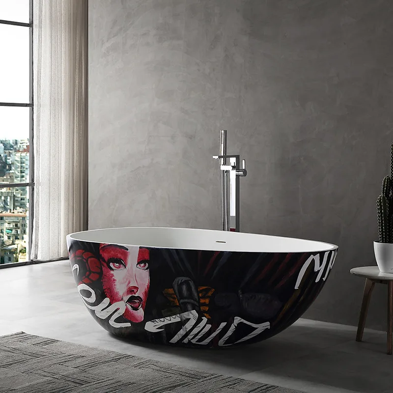 

Artificial stone bathtub independent family B & B hotel creative art bathtub factory direct sales
