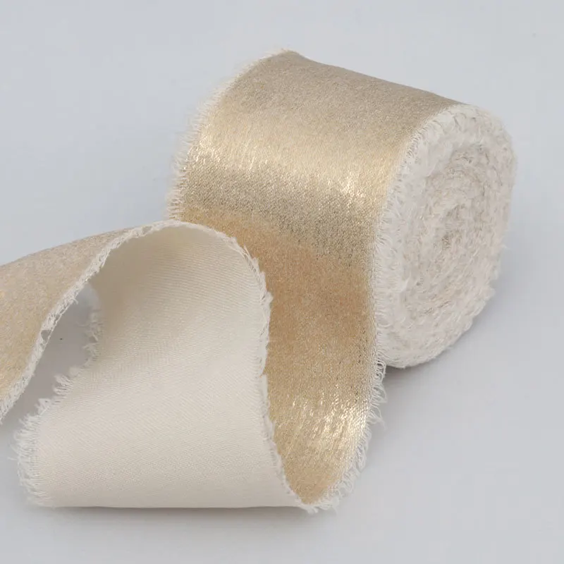 5M/Rolle 4cm Satin-Seidenband mit ausgefransten Kanten, Glitzerband für DIY-Bastelarbeiten, Schleifen, Blumensträuße, Geschenkverpackungen, Hochzeits- und Partydekoration – Detail 5