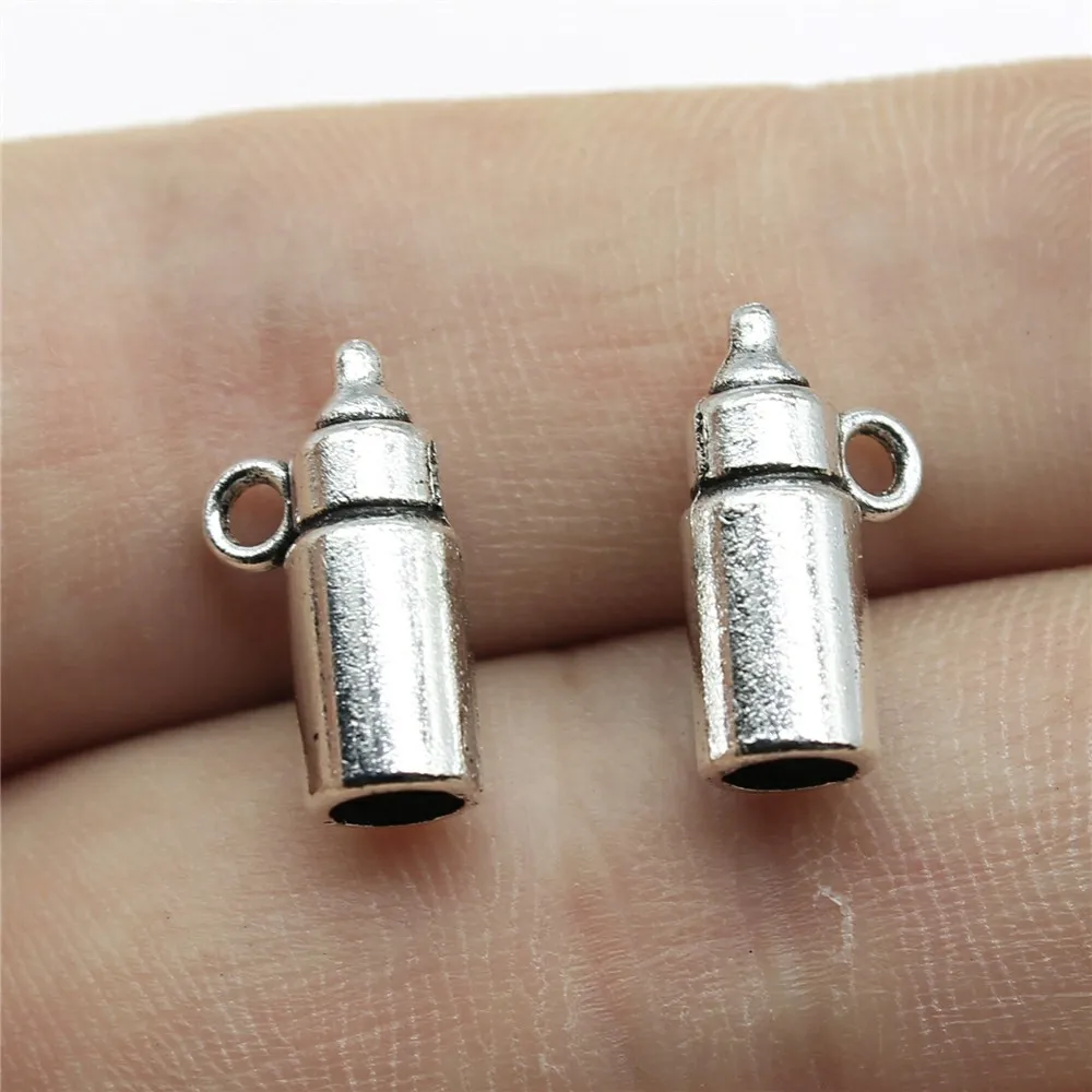 WYSIWYG 20pcs 15x5x5mm Charm Baby Feeding Bottle 3D Baby Bottle Charms For Jewelry Making