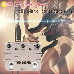 Rowin Twin Looper Station Guitar Dual Footswitch Pedal 11 Types Effect 10 mins Recording For Guitarists Electric Guitar Bass