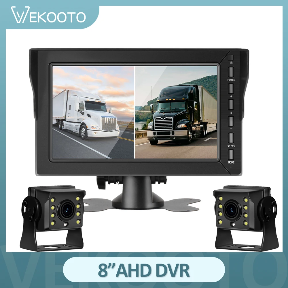 

8 inch Car Monitor AHD Car Screen Recording DVR With IR Night Vision Backup Camera Vehicle Rear View Camera For TRUCK RV BUS